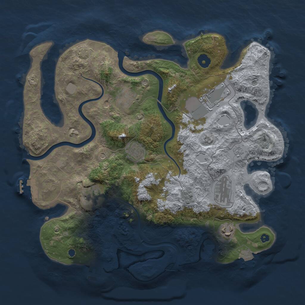 Rust Map: Procedural Map, Size: 3500, Seed: 487762456, 13 Monuments