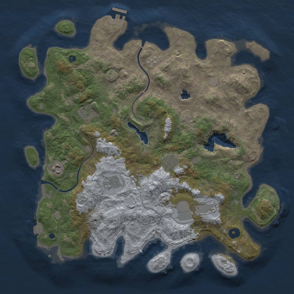 Rust Map: Procedural Map, Size: 4000, Seed: 1027123823, 11 Monuments