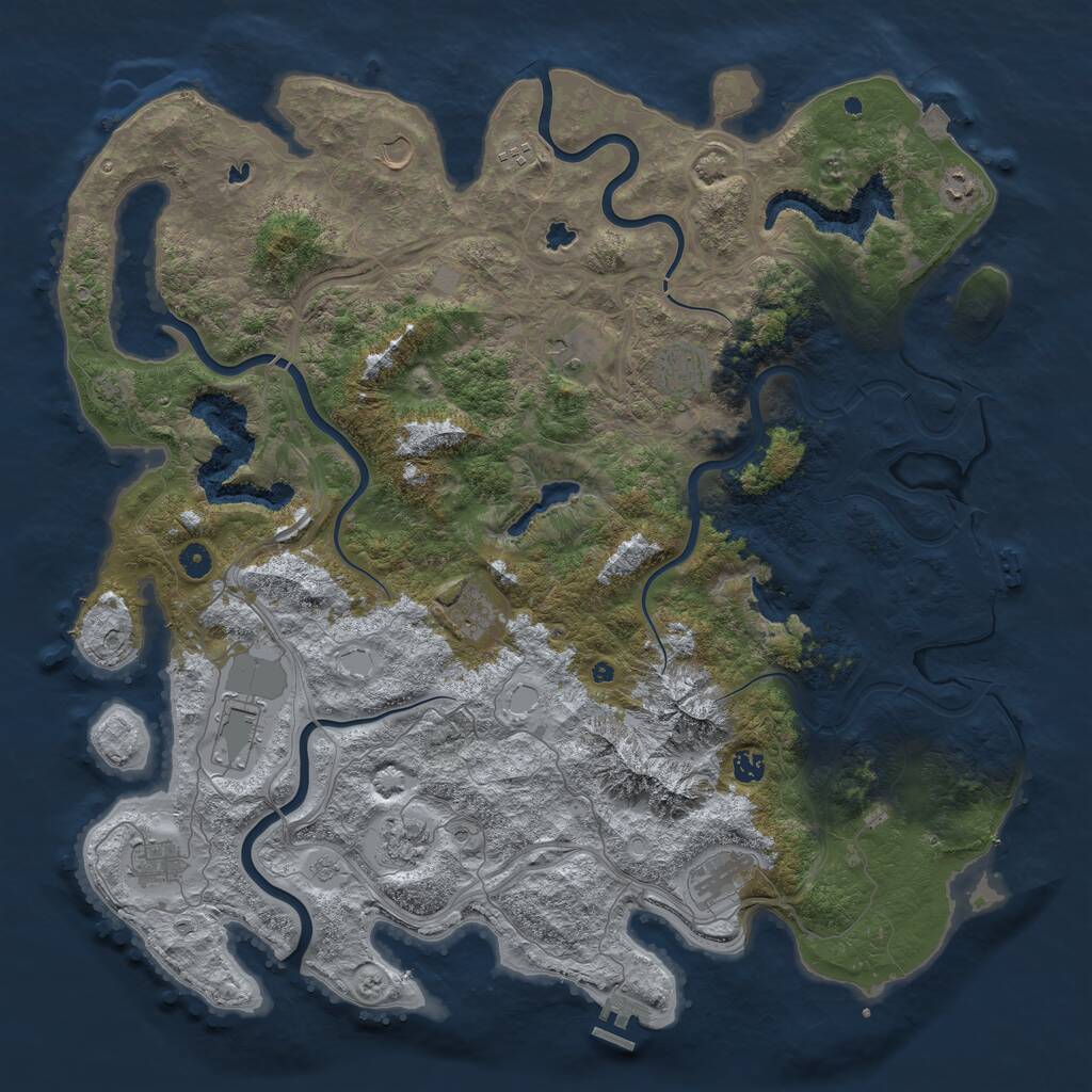 Rust Map: Procedural Map, Size: 5000, Seed: 76198410, 17 Monuments