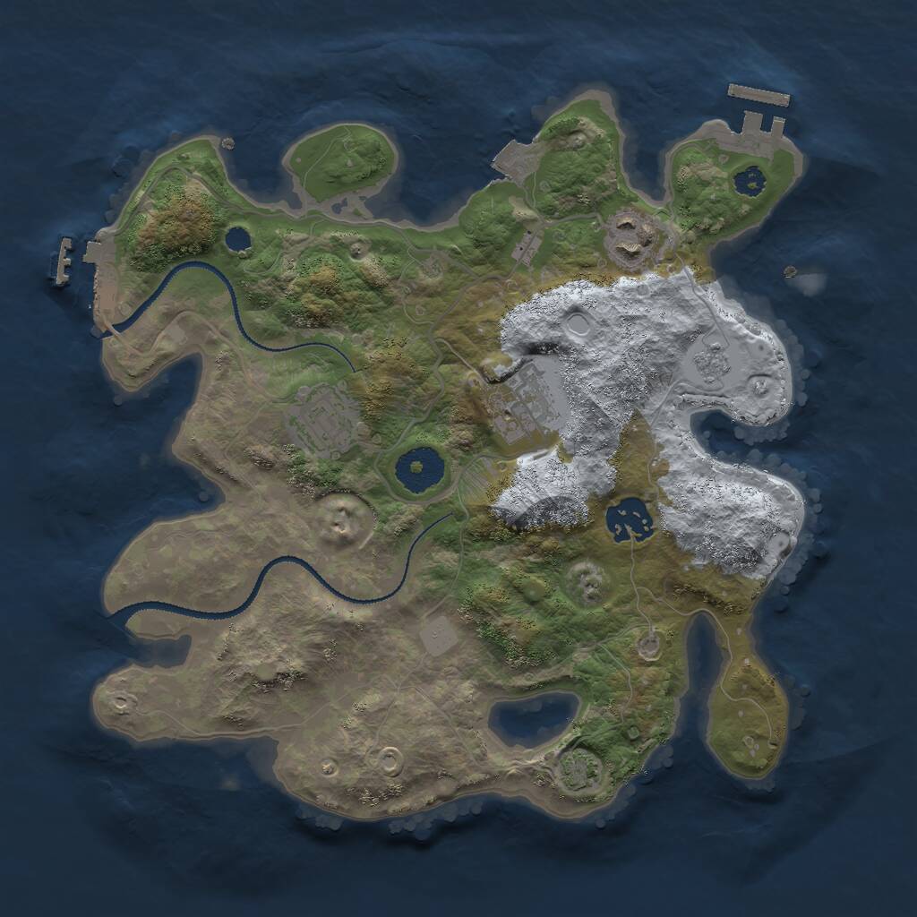 Rust Map: Procedural Map, Size: 3000, Seed: 1253534364, 9 Monuments