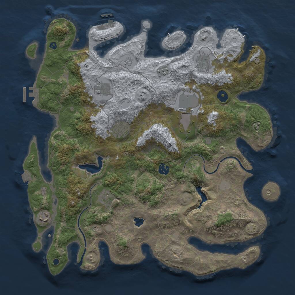 Rust Map: Procedural Map, Size: 4000, Seed: 21460, 14 Monuments
