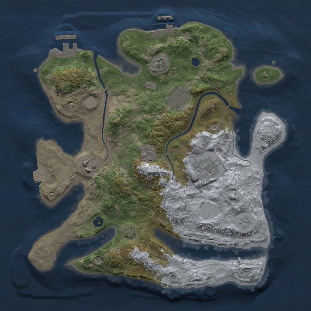 Rust Map: Procedural Map, Size: 3000, Seed: 28789814, 10 Monuments