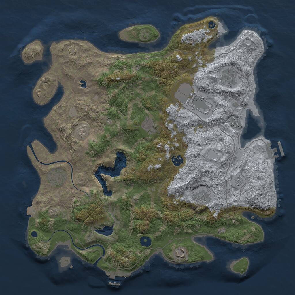 Rust Map: Procedural Map, Size: 4000, Seed: 344258037, 14 Monuments