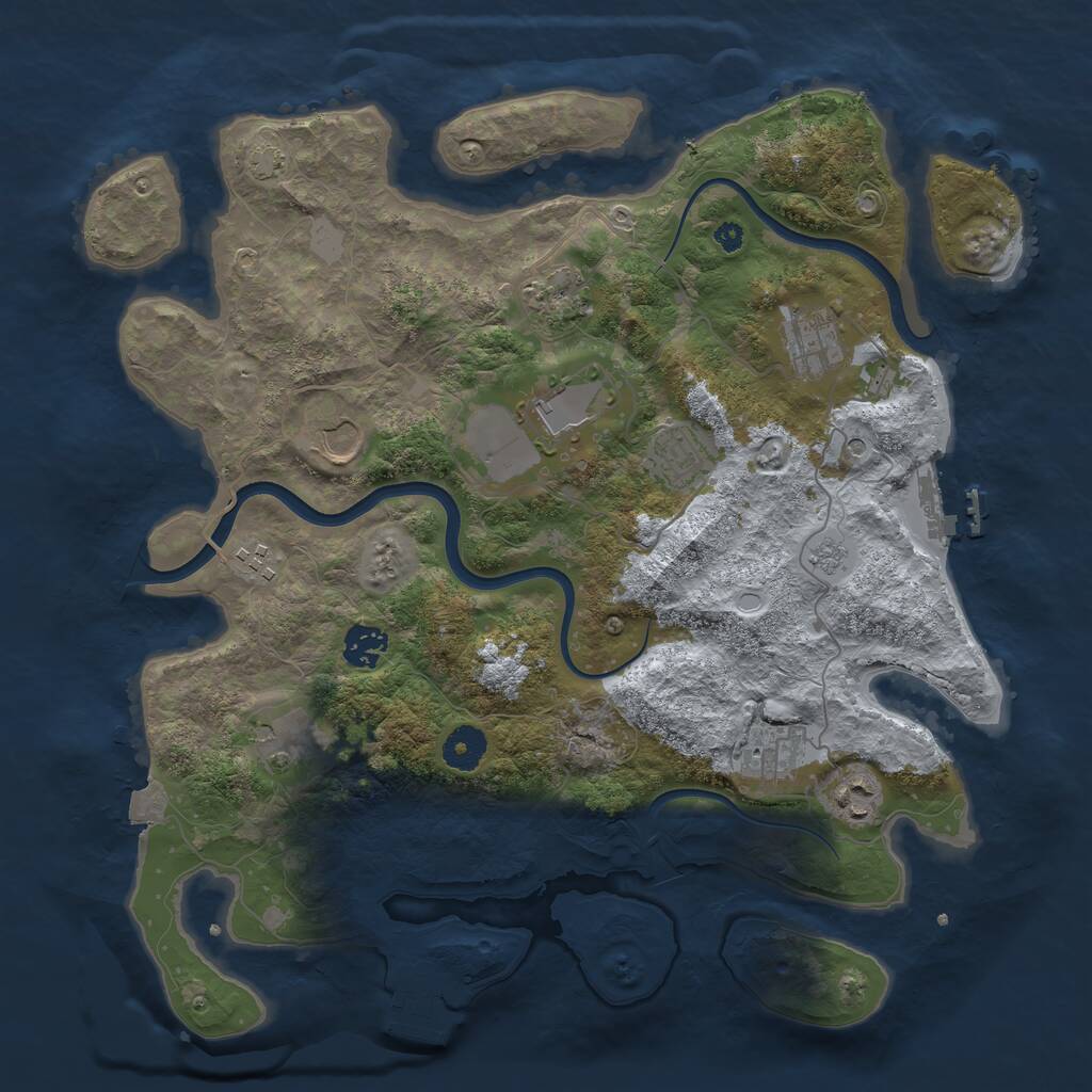 Rust Map: Procedural Map, Size: 3750, Seed: 1218443817, 16 Monuments