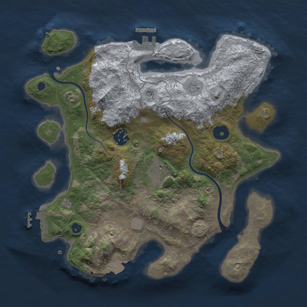 Rust Map: Procedural Map, Size: 3000, Seed: 601043677, 8 Monuments