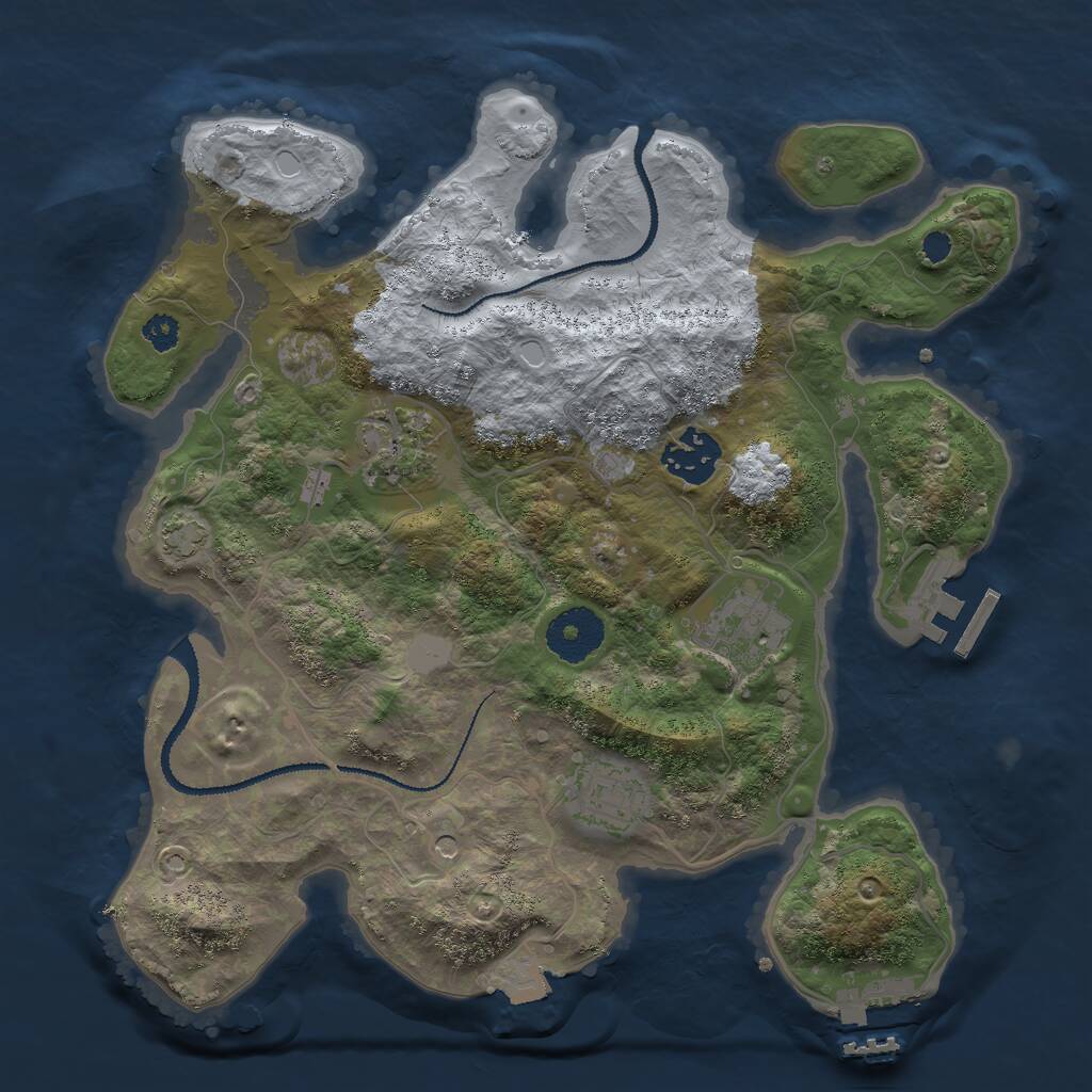 Rust Map: Procedural Map, Size: 3000, Seed: 76778745, 9 Monuments