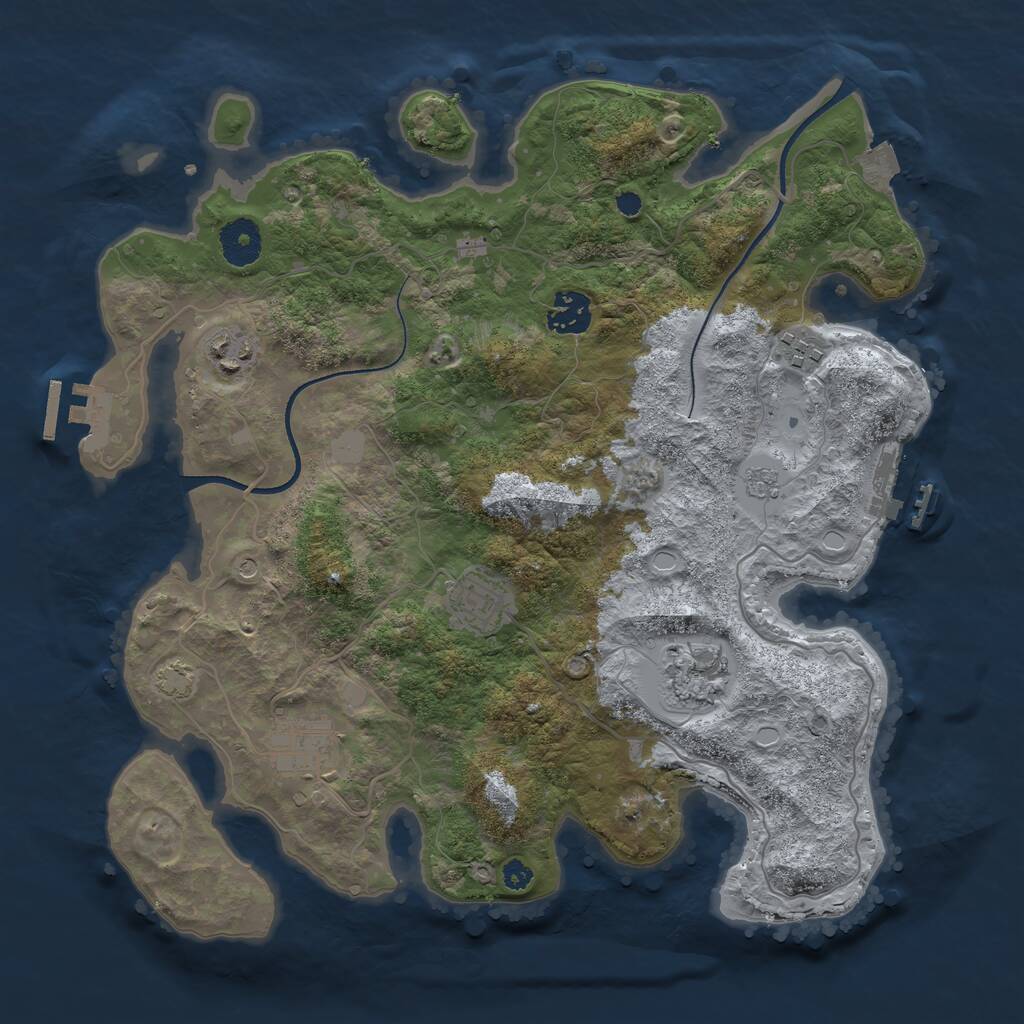 Rust Map: Procedural Map, Size: 3450, Seed: 1434688248, 12 Monuments
