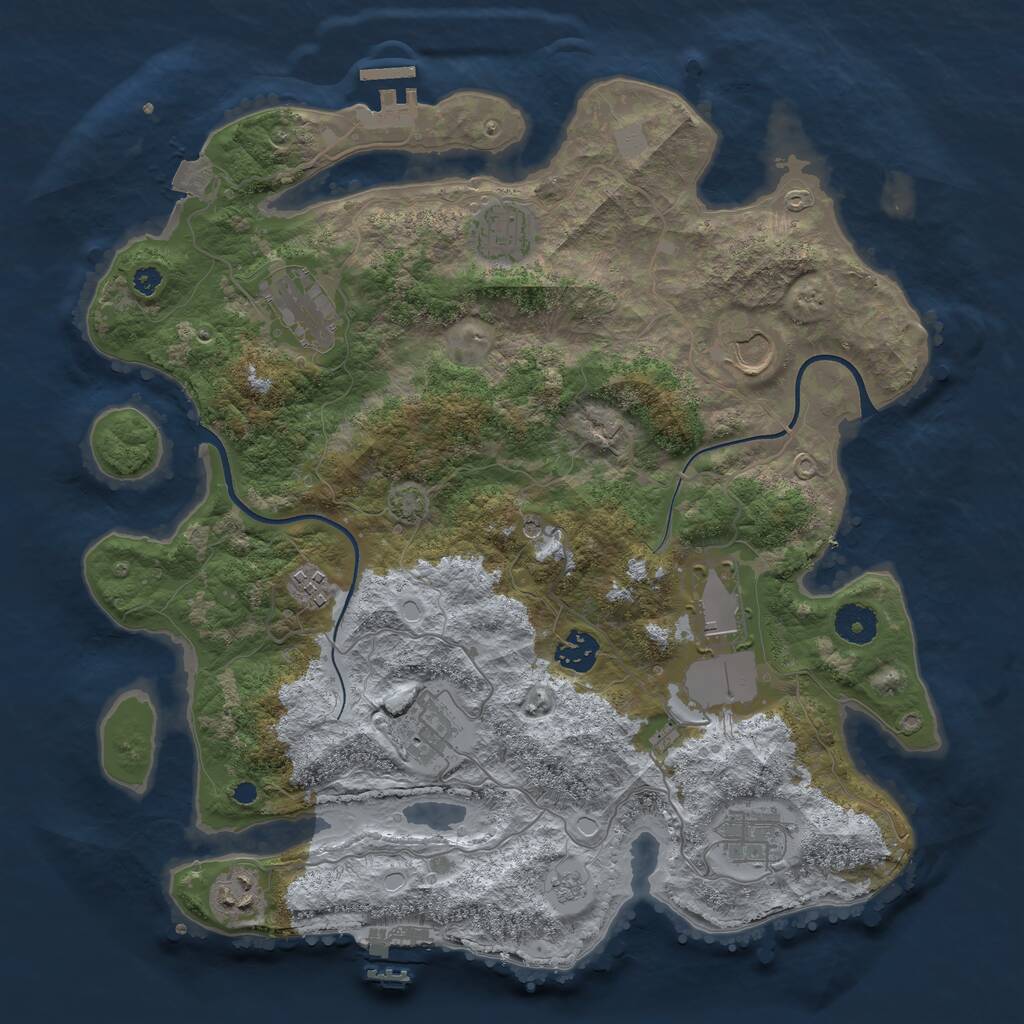 Rust Map: Procedural Map, Size: 3700, Seed: 554505502, 15 Monuments