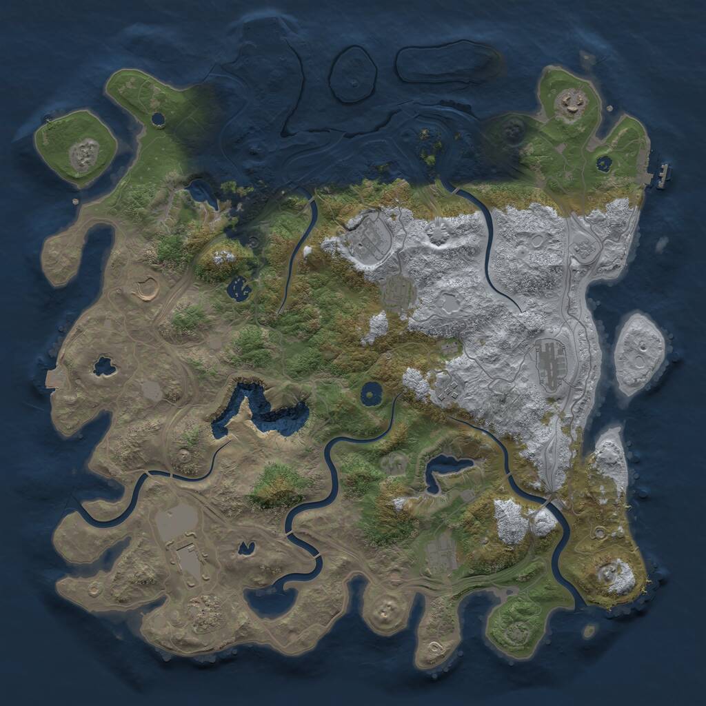 Rust Map: Procedural Map, Size: 4500, Seed: 1253534364, 16 Monuments