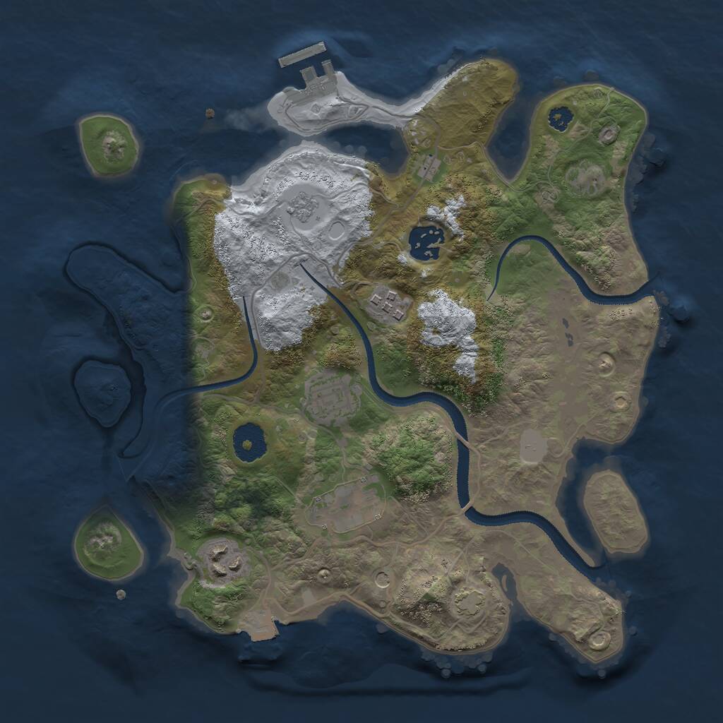 Rust Map: Procedural Map, Size: 3000, Seed: 7940165, 10 Monuments