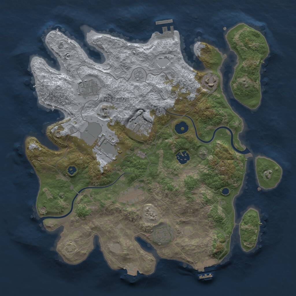 Rust Map: Procedural Map, Size: 3500, Seed: 1393348613, 13 Monuments