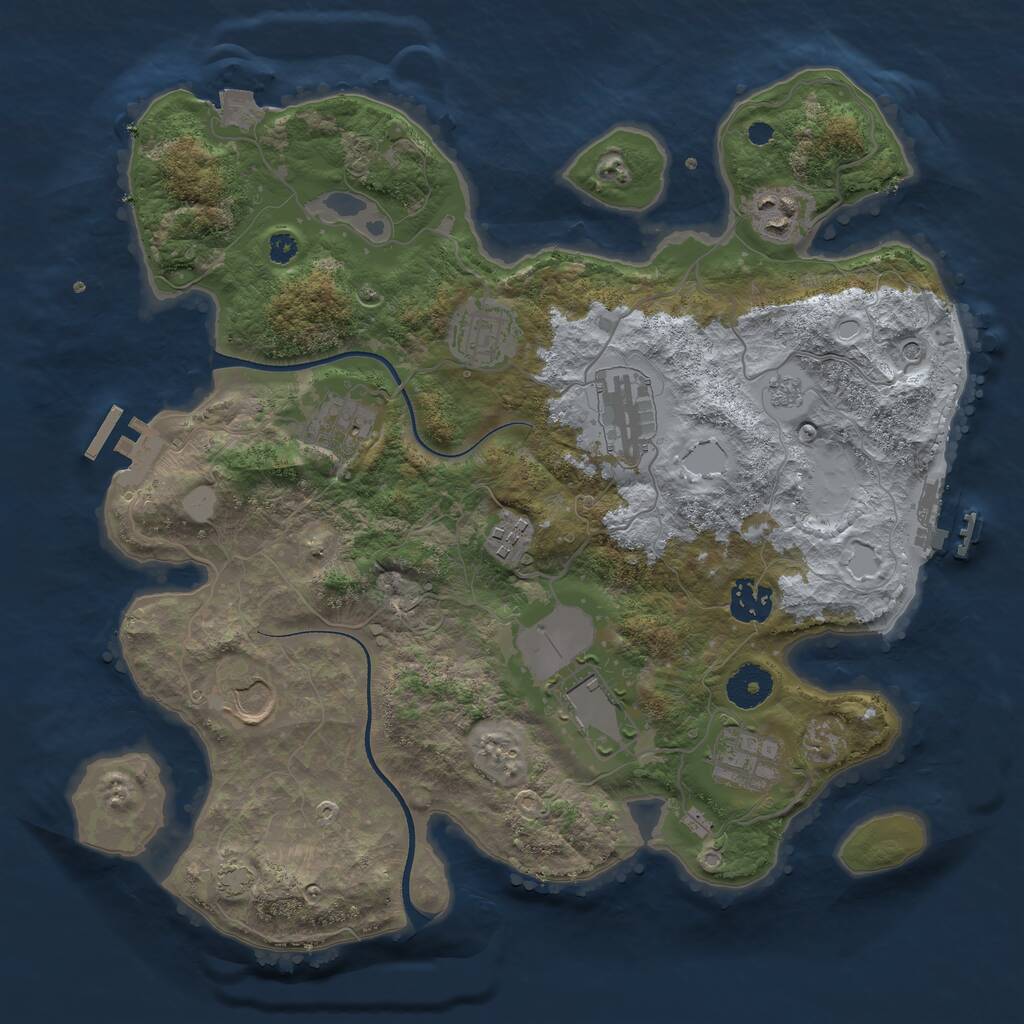 Rust Map: Procedural Map, Size: 3500, Seed: 2061316403, 15 Monuments