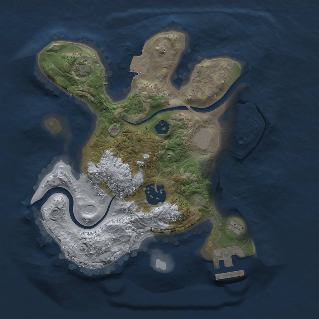Rust Map: Procedural Map, Size: 2250, Seed: 76122, 4 Monuments