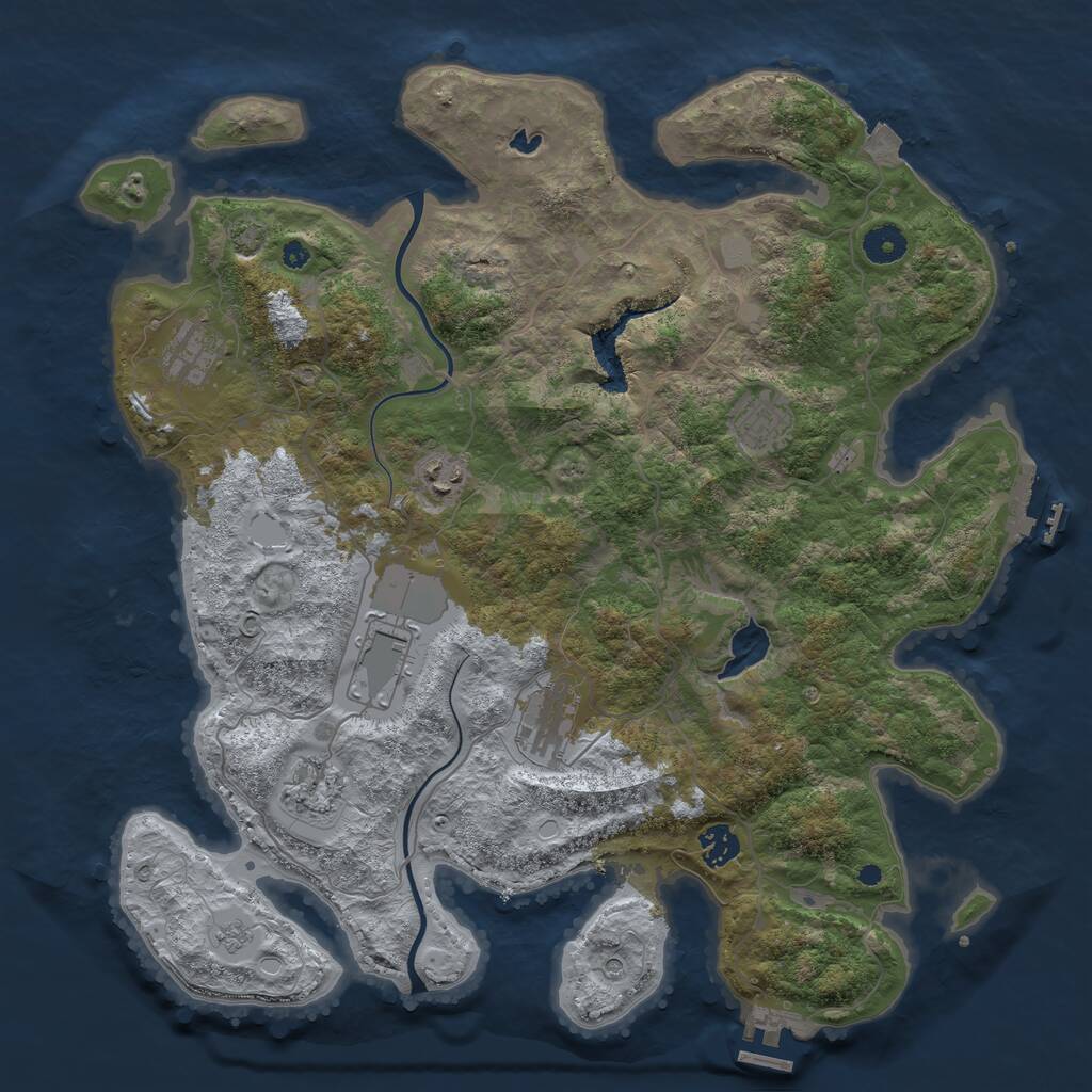 Rust Map: Procedural Map, Size: 4000, Seed: 1988926680, 13 Monuments