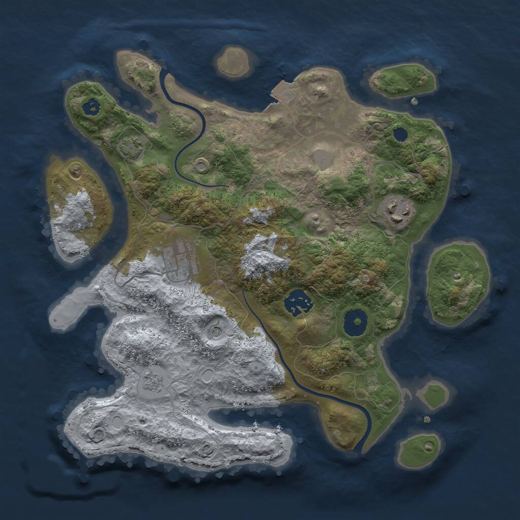 Rust Map: Procedural Map, Size: 3000, Seed: 1242, 7 Monuments