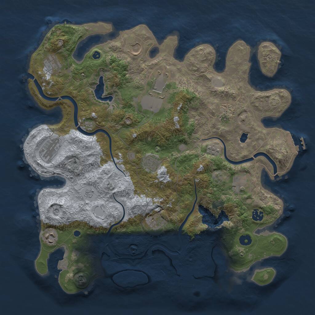 Rust Map: Procedural Map, Size: 4000, Seed: 590796077, 17 Monuments