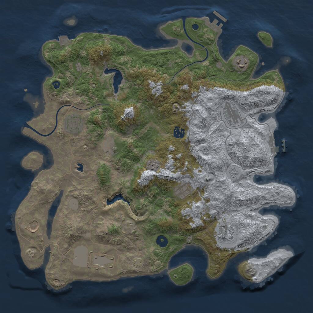 Rust Map: Procedural Map, Size: 4000, Seed: 5672, 16 Monuments