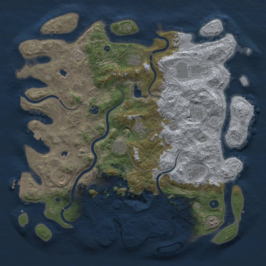 Rust Map: Procedural Map, Size: 4500, Seed: 889896, 17 Monuments