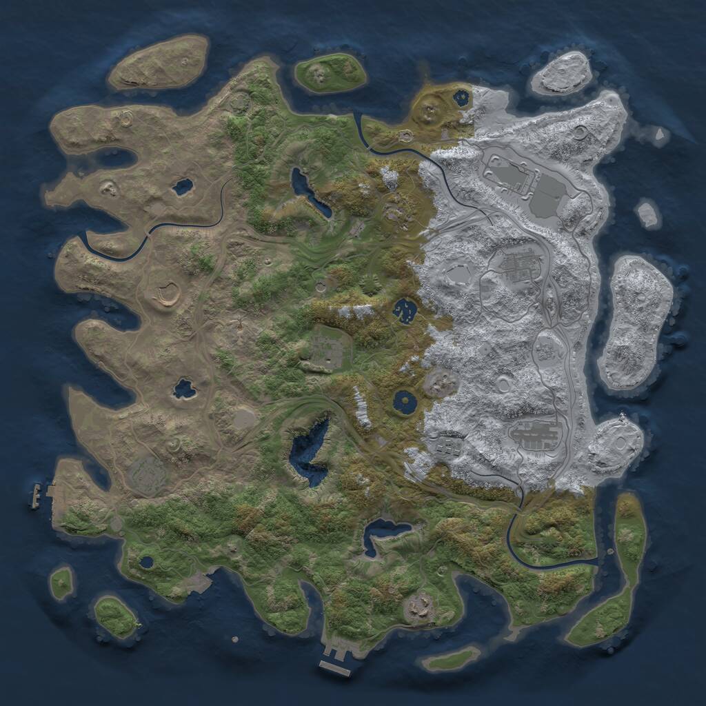 Rust Map: Procedural Map, Size: 4500, Seed: 889896, 16 Monuments