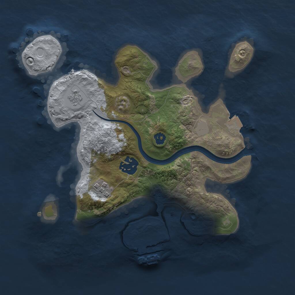 Rust Map: Procedural Map, Size: 2500, Seed: 422312679, 5 Monuments