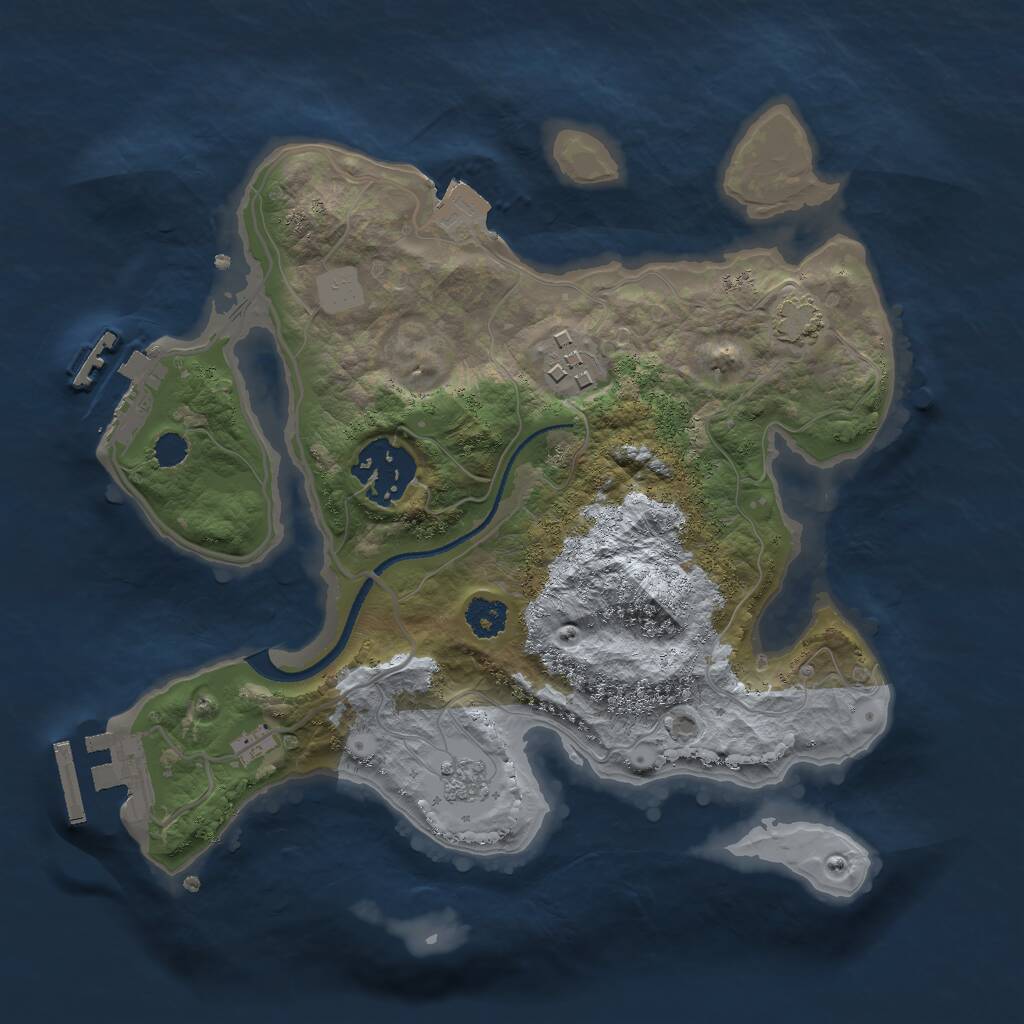 Rust Map: Procedural Map, Size: 2500, Seed: 37264, 7 Monuments