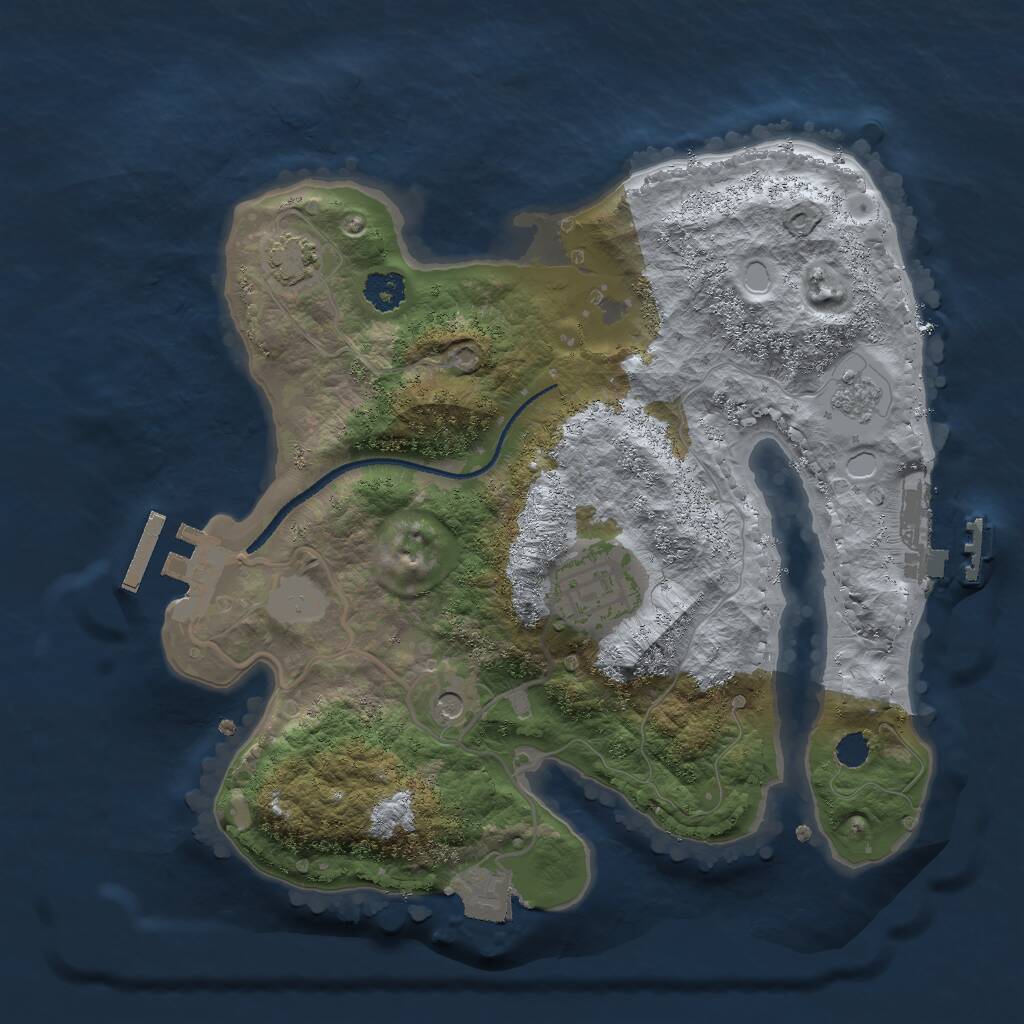 Rust Map: Procedural Map, Size: 2500, Seed: 1815479265, 7 Monuments