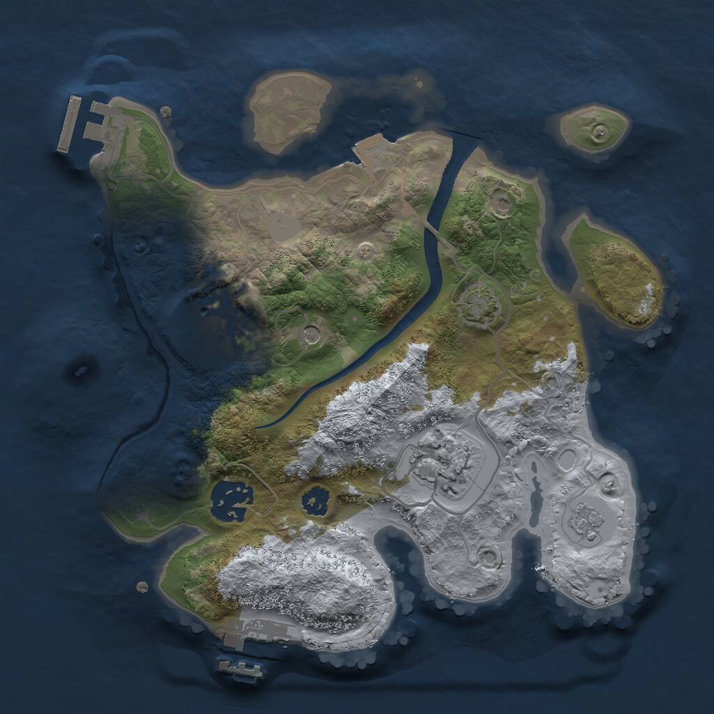 Rust Map: Procedural Map, Size: 2500, Seed: 1965984565, 9 Monuments