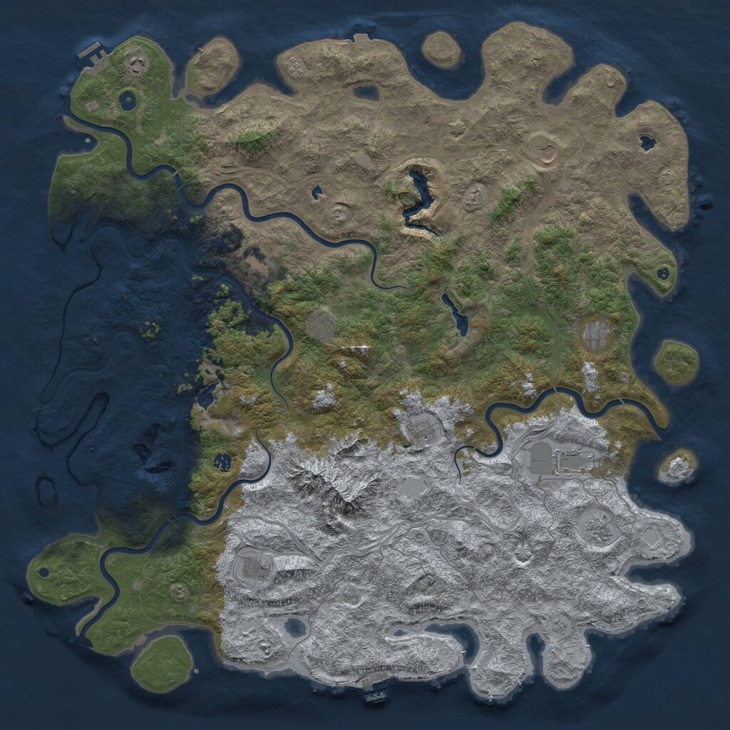 Rust Map: Procedural Map, Size: 6000, Seed: 2118322581, 17 Monuments