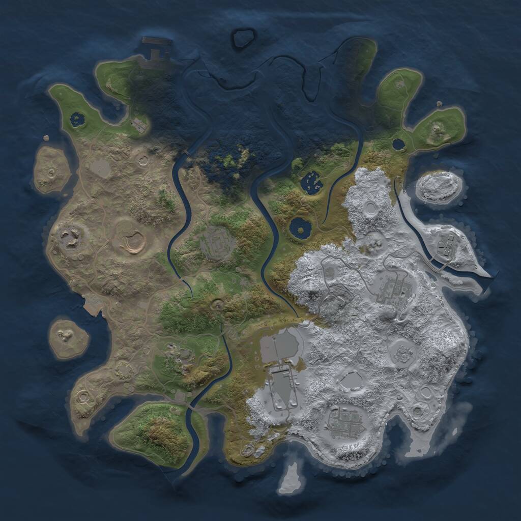 Rust Map: Procedural Map, Size: 3600, Seed: 223917651, 14 Monuments