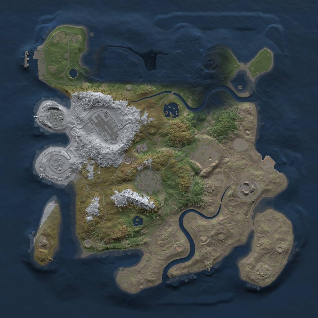 Rust Map: Procedural Map, Size: 3000, Seed: 47592, 12 Monuments