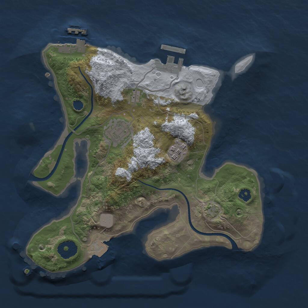 Rust Map: Procedural Map, Size: 2500, Seed: 39132, 6 Monuments