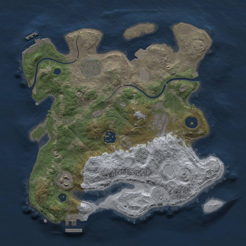Rust Map: Procedural Map, Size: 3000, Seed: 191724408, 11 Monuments