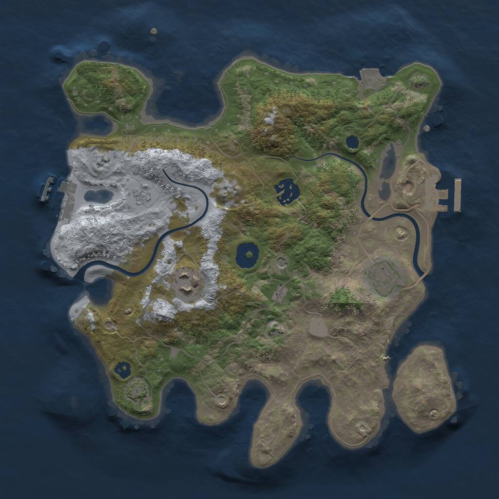 Rust Map: Procedural Map, Size: 3000, Seed: 6555, 9 Monuments