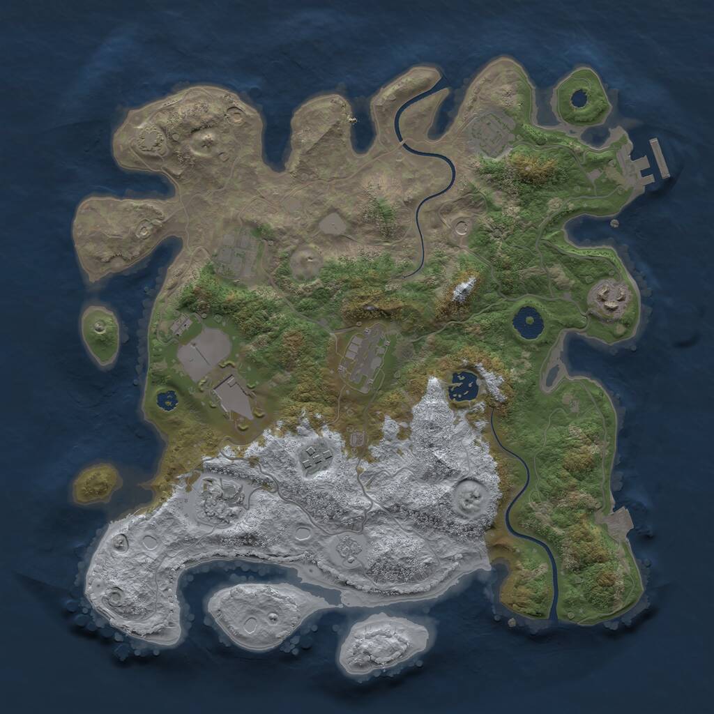 Rust Map: Procedural Map, Size: 3500, Seed: 1810056215, 13 Monuments