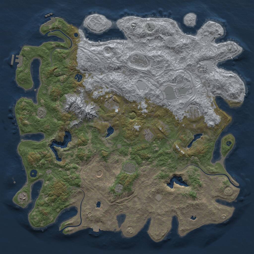 Rust Map: Procedural Map, Size: 5000, Seed: 39132, 17 Monuments