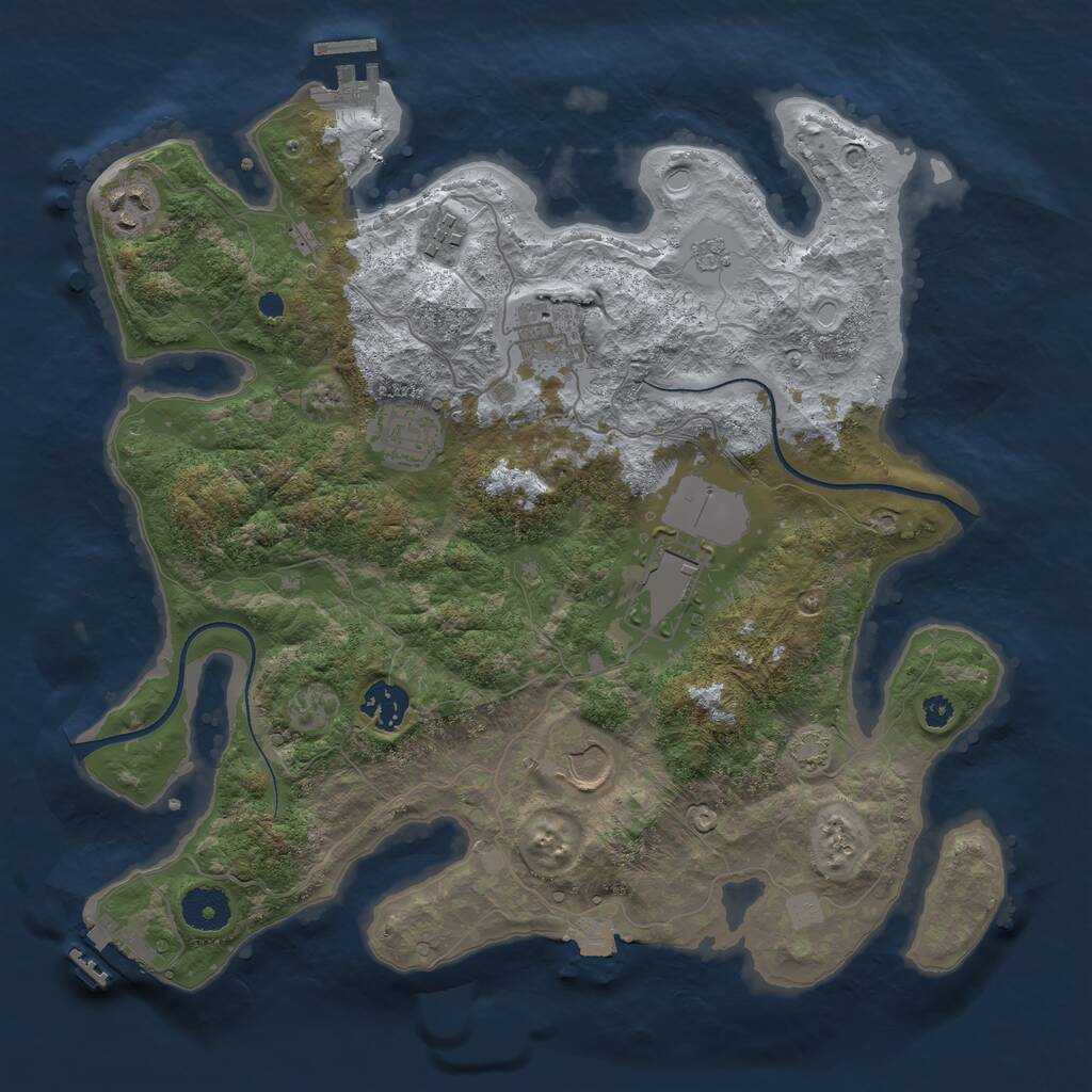 Rust Map: Procedural Map, Size: 3500, Seed: 39132, 12 Monuments