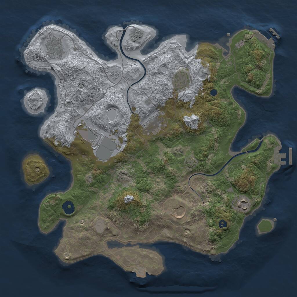 Rust Map: Procedural Map, Size: 3500, Seed: 414144, 12 Monuments