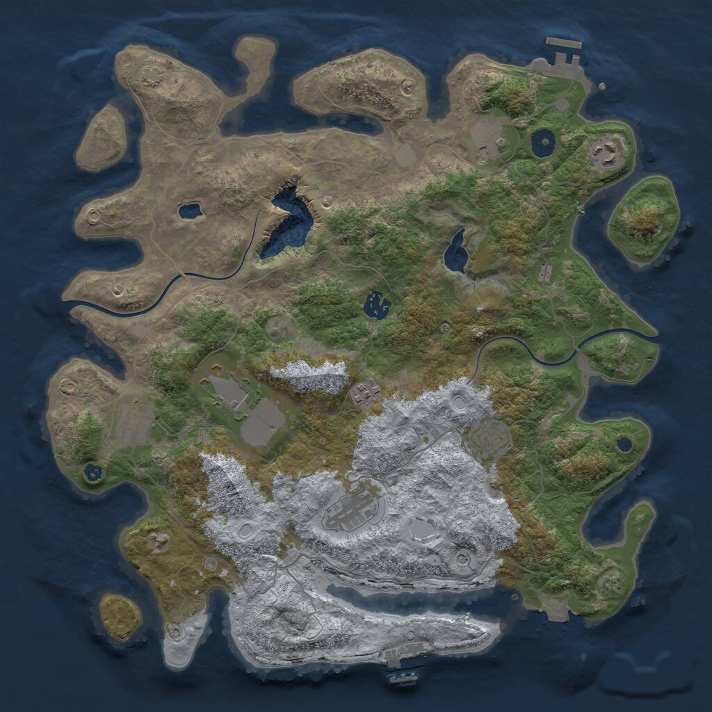 Rust Map: Procedural Map, Size: 4000, Seed: 307471938, 13 Monuments