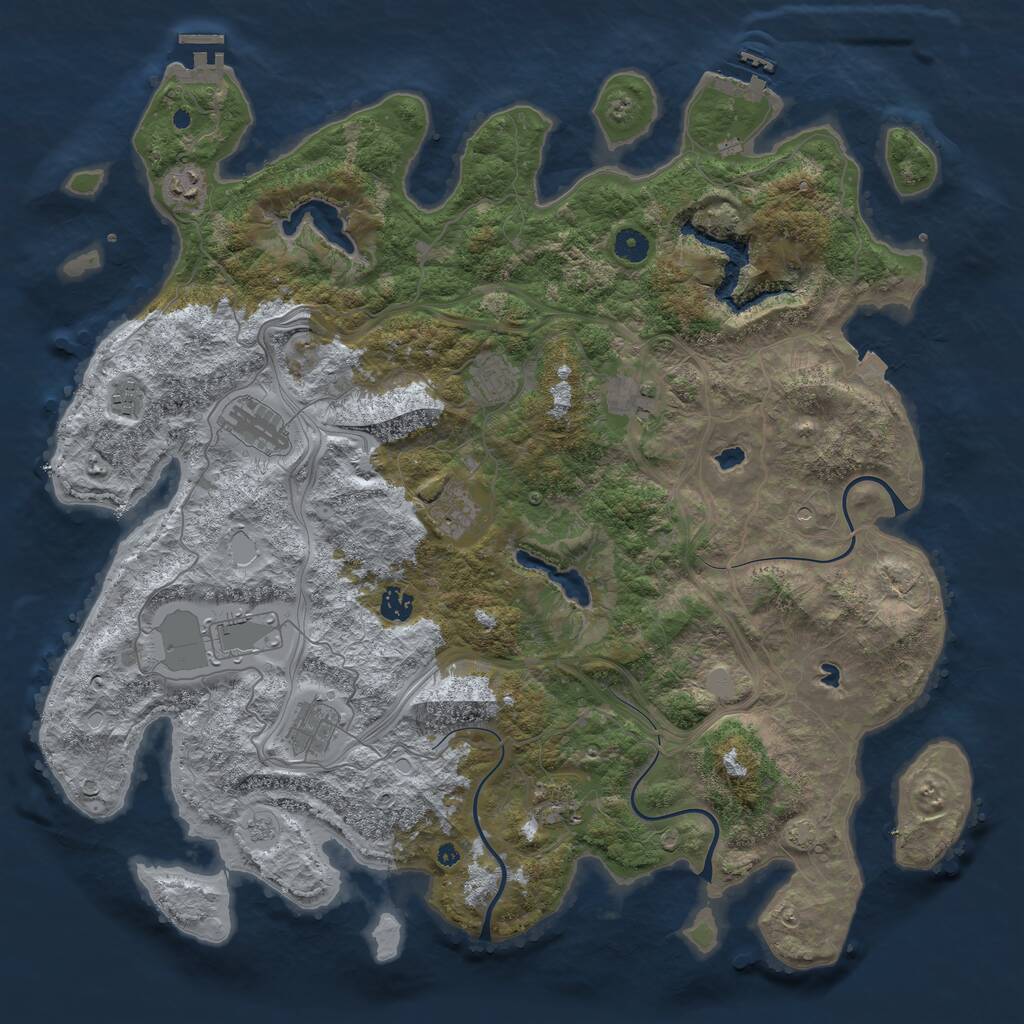 Rust Map: Procedural Map, Size: 4550, Seed: 76024765, 16 Monuments