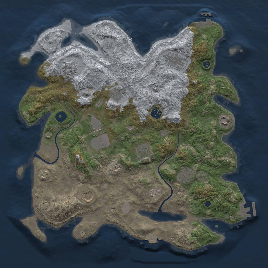 Rust Map: Procedural Map, Size: 3750, Seed: 1308452, 16 Monuments