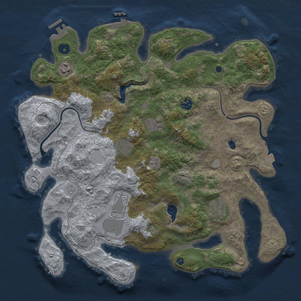 Rust Map: Procedural Map, Size: 4000, Seed: 156325, 13 Monuments