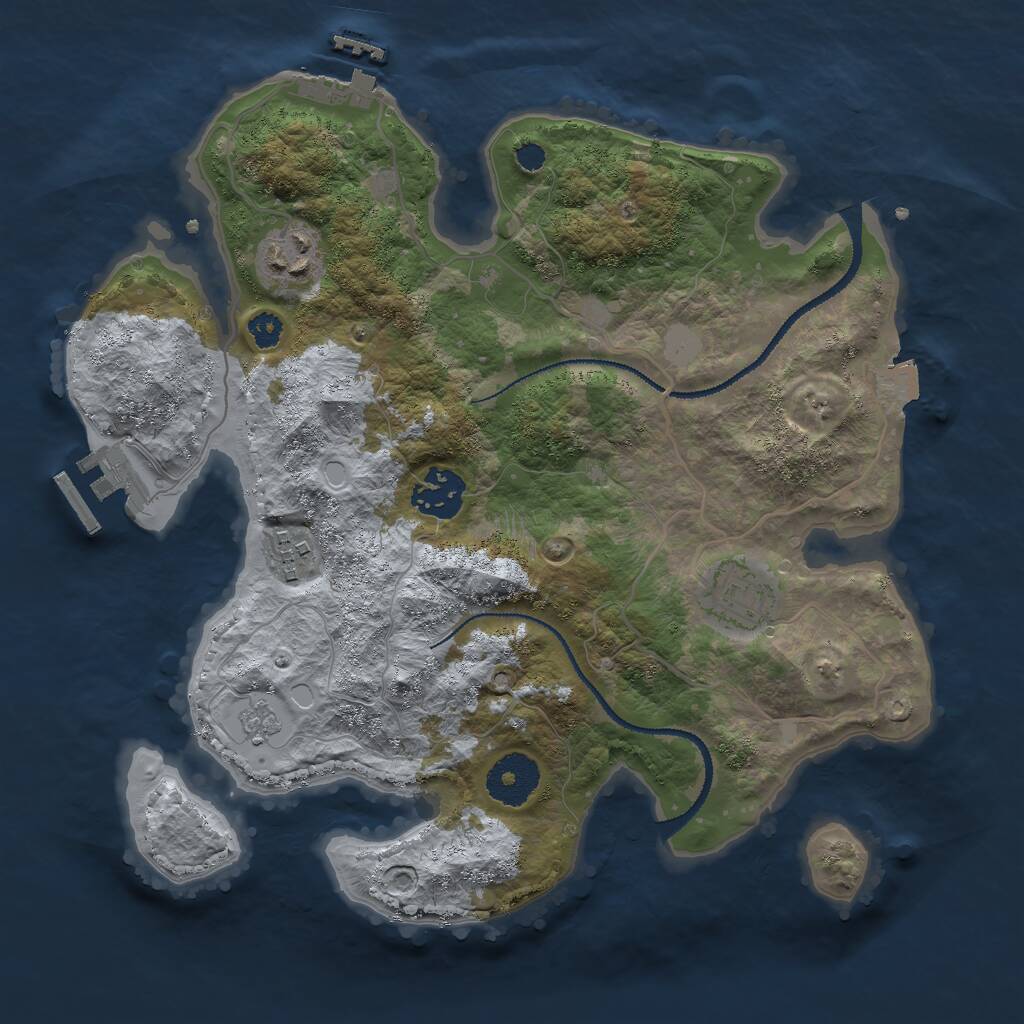 Rust Map: Procedural Map, Size: 3000, Seed: 40935874, 8 Monuments