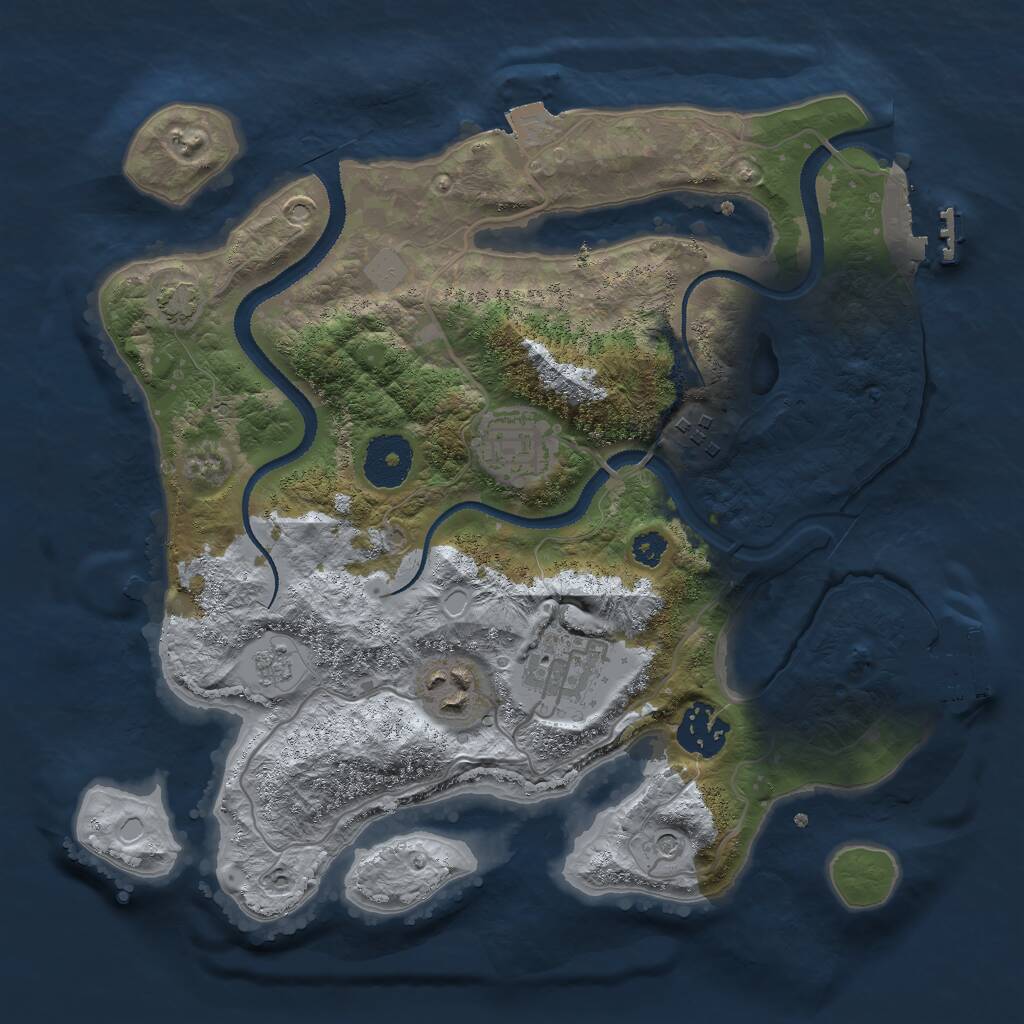 Rust Map: Procedural Map, Size: 3000, Seed: 1012011133, 11 Monuments