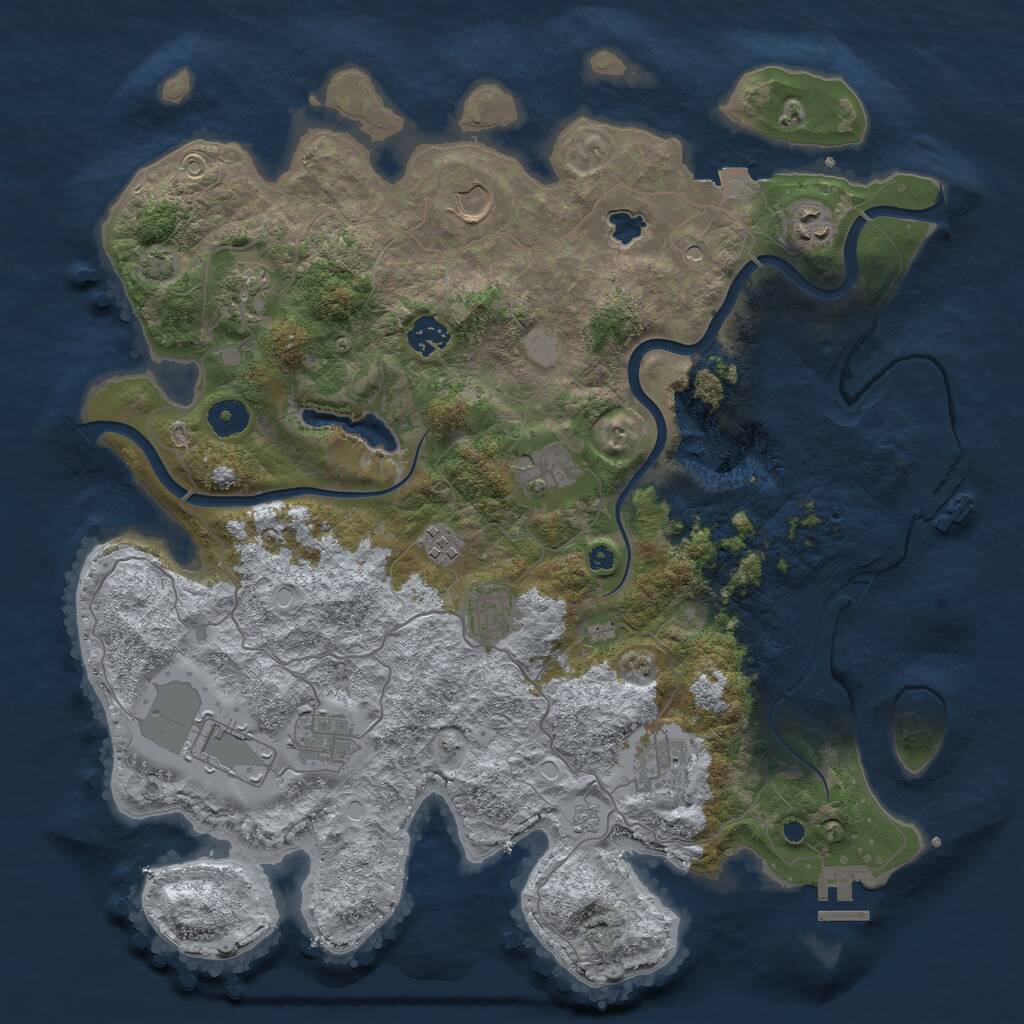 Rust Map: Procedural Map, Size: 4000, Seed: 1279500371, 16 Monuments
