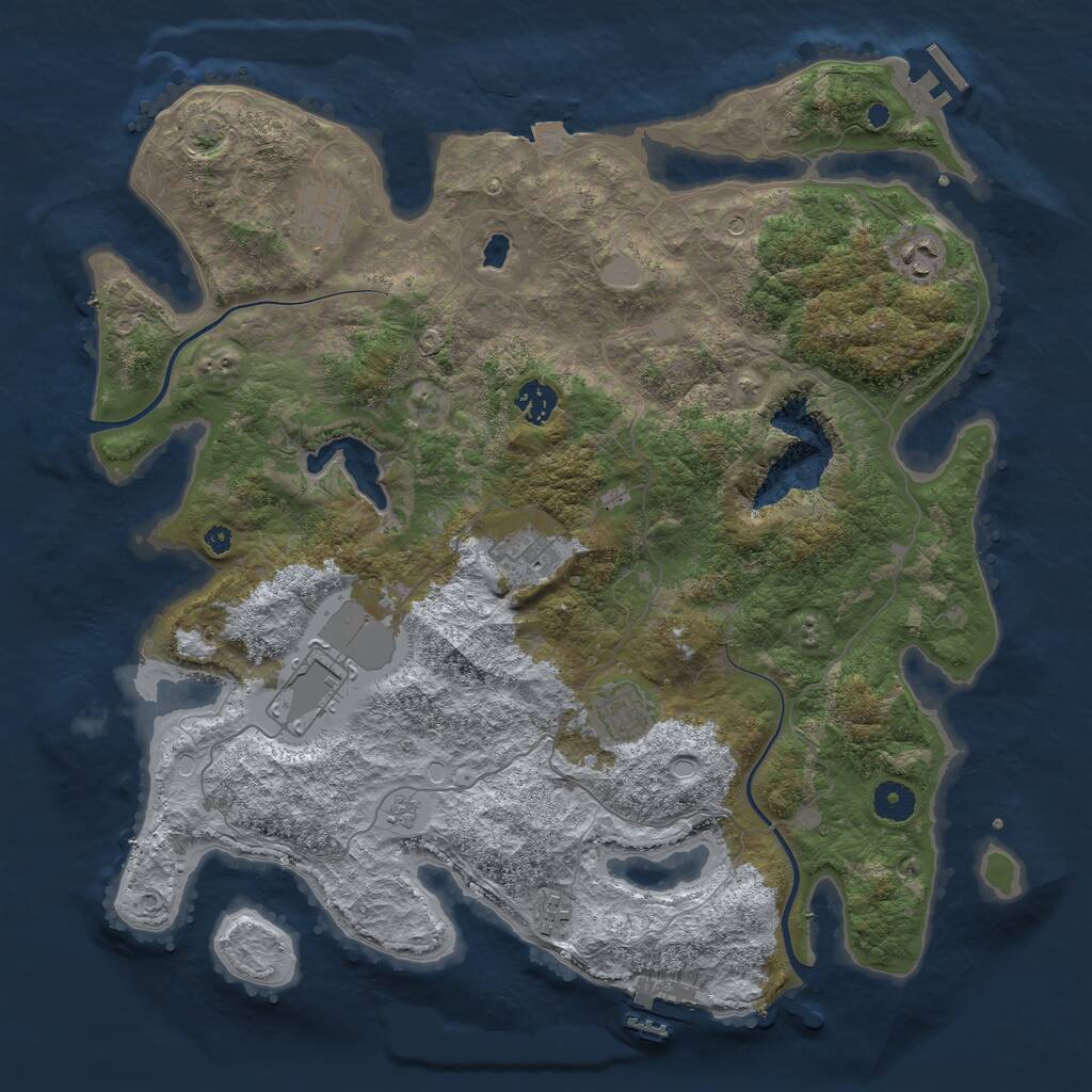 Rust Map: Procedural Map, Size: 4000, Seed: 12433421, 13 Monuments