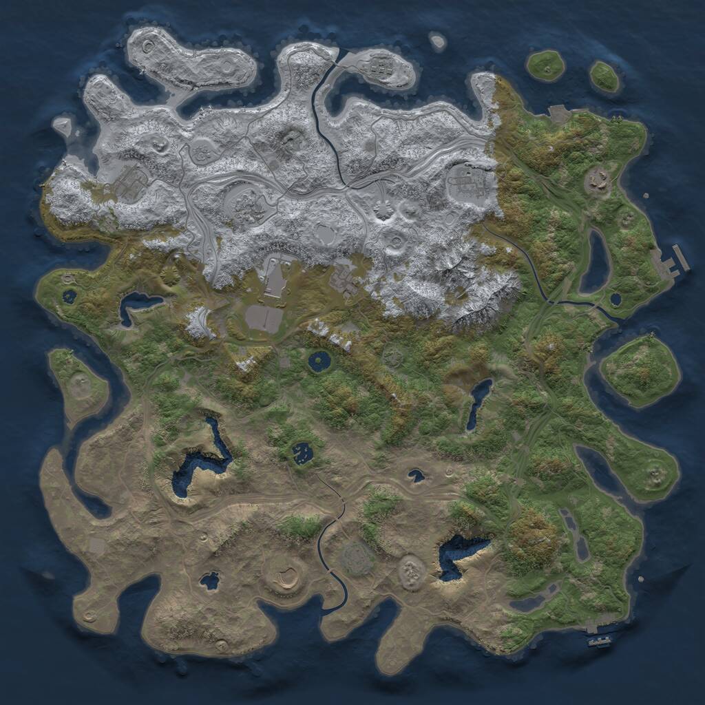 Rust Map: Procedural Map, Size: 5000, Seed: 4630, 16 Monuments