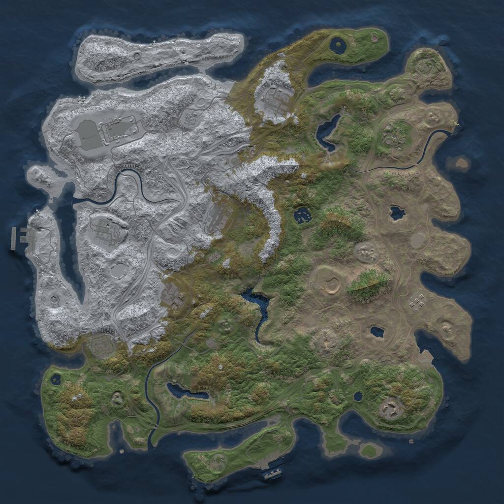Rust Map: Procedural Map, Size: 4500, Seed: 861077223, 17 Monuments