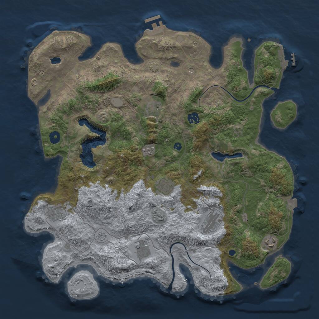 Rust Map: Procedural Map, Size: 4000, Seed: 130597, 14 Monuments