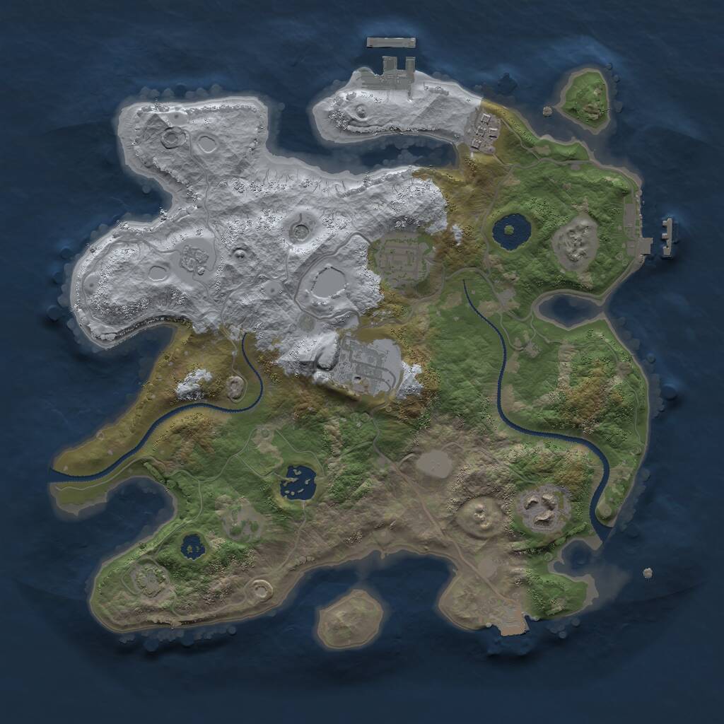 Rust Map: Procedural Map, Size: 3000, Seed: 2725, 11 Monuments