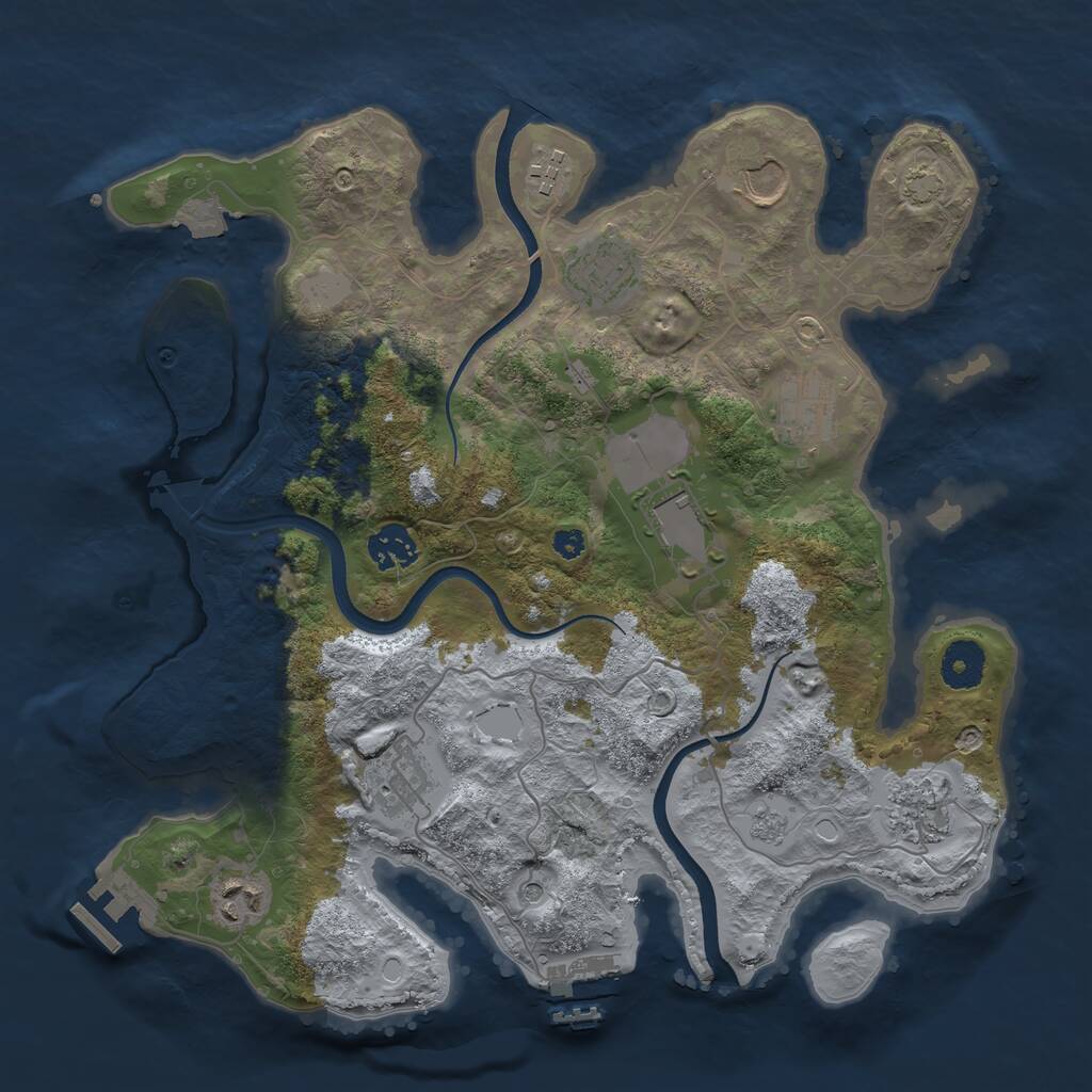 Rust Map: Procedural Map, Size: 3500, Seed: 749802, 15 Monuments